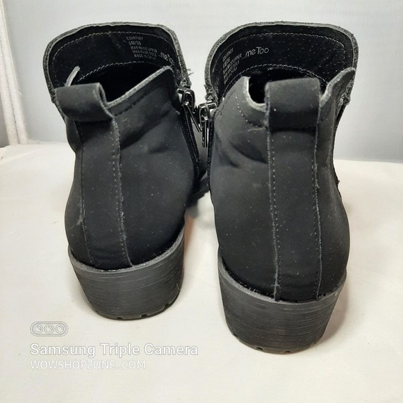 Me Too Ankle Boots Women Size 6 Black Suede Ankle Platform Boots Booties Chunky - Picture 5 of 8